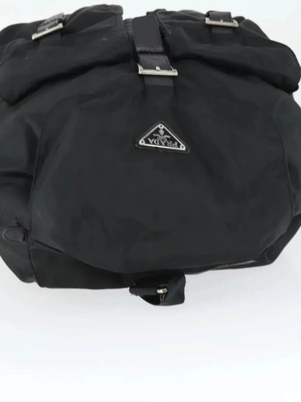 PRADA Backpack Nylon Black Silver Auth bs33077